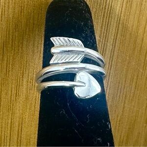 JAMES AVERY Sterling Silver Arrow And Heart Wrap Bypass Ring; Size 4